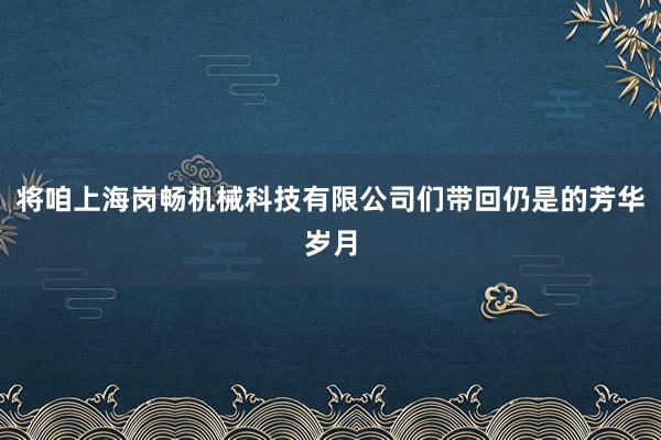 将咱上海岗畅机械科技有限公司们带回仍是的芳华岁月