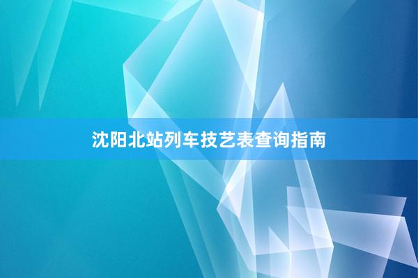 沈阳北站列车技艺表查询指南